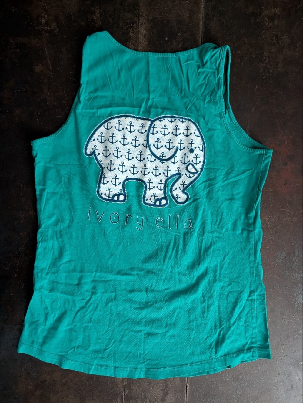 Ivory Ella Teal Elephant Graphic Tank Top
